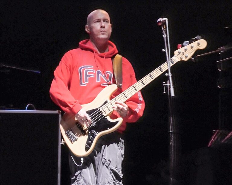 Sam Rivers, bassist of Limp Bizkit, performing live on stage